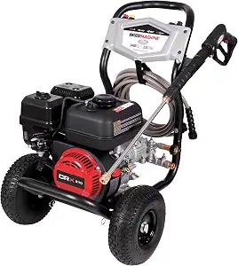 Simpson Clean Machine 3400 PSI Gas Pressure Washer, 2.5 GPM, CRX engine | Gas Power Washer For Homeowners. AAA Axial Cam Pump, 25' Hose, 5 Nozzles, Low-profile Frame. 49-State Compliant. CM61083