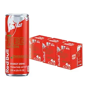 Red Bull Red Edition Energy Drink, Watermelon, with 80mg Caffeine plus Taurine & B Vitamins, 8.4 Fl Oz, Pack of 12 Cans