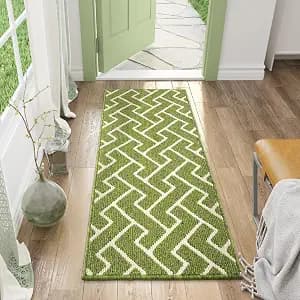 hicorfe Dirt Trapper Indoor Doormat,20"x48" Welcome Door mat,Non Slip Backing Washable Door Mats,Absorbent and Resistant Low-Profile Entrance Inside Floor Mat for Front Back Door,Entryway (Sage Green)