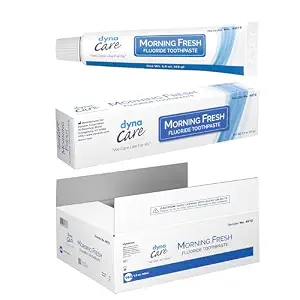 Dynarex Morning Fresh Fluoride Toothpaste - Cavity-Fighting Formula - Teeth Cleaning Toothpaste with Fluoride - 1.50 Oz Tubes, 144 Tubes Per Case