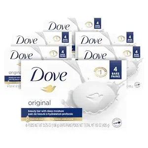 Dove Beauty Bar Soap Original 24 Count for Soft, Smooth Skin, with 1/4 Moisturizing Cream 3.75 oz