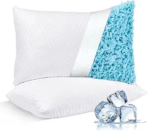 NTCOCO Shredded Memory Foam Bed Pillows for Sleeping Standard Size Set of 2,Cooling Pillows, with Washable Removable Hypoallergenic Sleep Pillow for Back and Side Sleepe