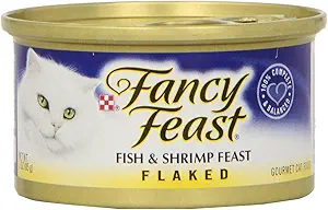Fancy Feast Gourmet Wet Cat Food, Fish and Shrimp Feast, Flaked, 3 Oz Can