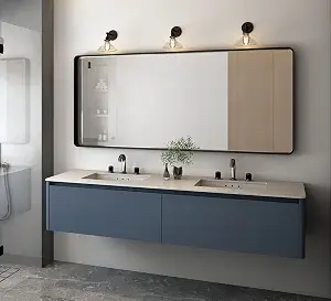 OKPAL Black Bathroom Mirror for Wall, 72" x 32" Matte Black Metal Framed Vanity Mirror, Modern Large Rounded Rectangle HD Mirror, Anti-Rust, Tempered Glass (Horizontal/Vertical)