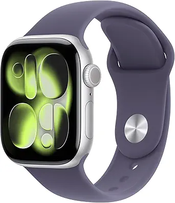 Apple Watch Series 11 [GPS 42mm] Smartwatch with Silver Aluminum Case with Purple Fog Sport Band - S/M. Sleep Score, Fitness Tracker, Health Monitoring, Always-On Display, Water Resistant