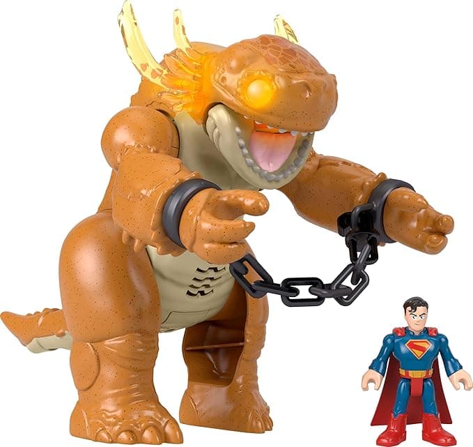 Imaginext Fisher-Price Superman Toy with Lights, Sounds, Motion &amp; 3-inch Action Figure, 10-inch Monster with Chains