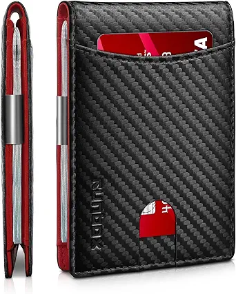 RUNBOX Slim Money Clip Wallets for Men and Teen Boys RFID Blocking 11 Card Holder Minimalist Small Leather Bifold Novelty Men's Wallet Front Pocket Gift Box