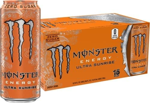 Monster Energy Ultra Sunrise, Sugar Free Energy Drink, 16 Fl Oz | Pack of 15