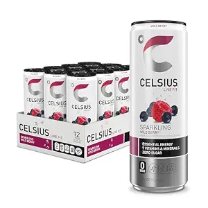 CELSIUS Sparkling Wild Berry, Sugar Free Energy Drink, 12 Fl Oz (Pack of 12)