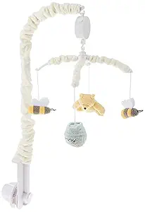 Disney Winnie The Pooh Classic Pooh Ivory, Sage, Butter Musical Mobile with Hunny Pot and Bees, Ivory, Sage, Butter, Brown