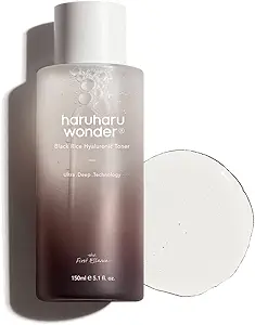 haruharu Wonder Black Rice Hyaluronic Toner, Deep Hydration, Glass Skin, Hyaluronic Acid, Lavender Oil, Skin Plumpling, Korean Skincare, Vegan, Cruelty-Free, 5.1 fl.oz