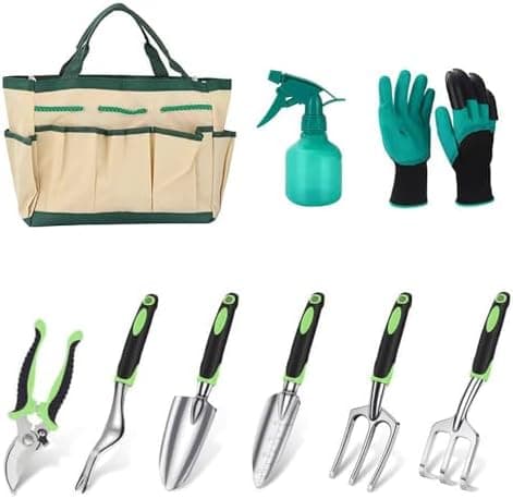 FAMILY'S BACKYARD Gardening Tools Set,9 pcs Gardening Gifts for Women and Man,Gardening Hand Tools, Garden Tools,Heavy Duty and Lightweight Aluminium Alloy Tools with Ergonomic Handle.