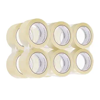 Amazon Basics Packing Tape Rolls, 1.88 in x 72.2 Yards, 1.8 mil Thick, for Shipping and Moving, 12 Count, Clear