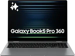 Samsung 16” Galaxy Book5 Pro 360 Copilot+ PC, AI Computer, Intel Core 7 Ultra Processor, 3K AMOLED (2880x1800) Touchscreen, S Pen,120Hz, Dolby Atmos, Student Laptop, Lightweight, All-Day Battery Life