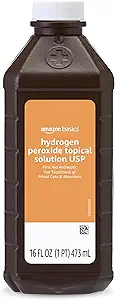 Amazon Basics Hydrogen Peroxide Topical Solution USP, First Aid Antiseptic for Cuts, Scrapes and Infection Protection, 16 fl oz, Pack of 1 (Previously Solimo)