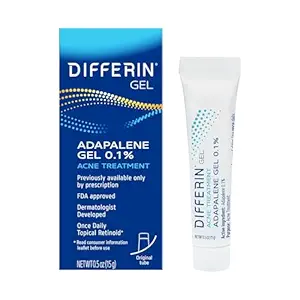 Differin Acne Treatment Gel, 30 Day Supply, Retinoid Treatment for Face with 0.1% Adapalene, Gentle Skin Care for Acne Prone Sensitive Skin, 15g Tube (Packaging May Vary)