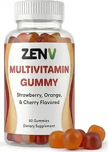 ZENV Adult Multivitamin Gummies, Daily Gummy Vitamins for Women & Men, Mixed Fruit Flavor (Strawberry, Orange & Cherry), Dietary Supplement, 90 Count