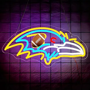 Football Neon Sign for Wall Decor - Team Merch Neon Acrylic USB Powered LED Wall Art Decor, Light Up Sign Dimmable, for Man Cave Game Room Bedroom Bar Club Party Fans 15.98" × 8.03"