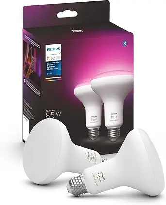 Philips Hue BR30 LED Smart Light Bulbs 2-Pack, Flicker-Free 85W Light Bulbs, Bluetooth Compatible, Compatible with Alexa, Google Assistant, and Apple HomeKit, E26 Base