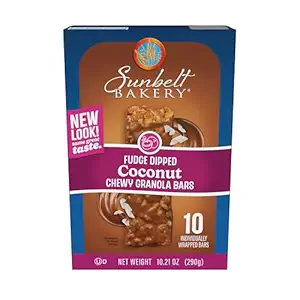 Sunbelt Bakery Fudge Dipped Coconut Chewy Granola Bars, 10 Count, 10.21 oz Box