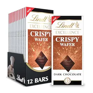 Lindt EXCELLENCE Crispy Wafer Dark Chocolate Candy Bar, Dark Chocolate with Crispy Wafer Pieces, 3.5 oz. Bar (12 Pack)