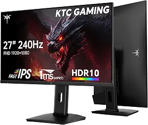 KTC 27 Inch 240Hz Gaming Monitor, FHD 1080p Fast IPS, Adaptive Sync, H27F7 | HDR, Height Pivot Tilt Adjustable, Vesa Mount, HDMI/DP