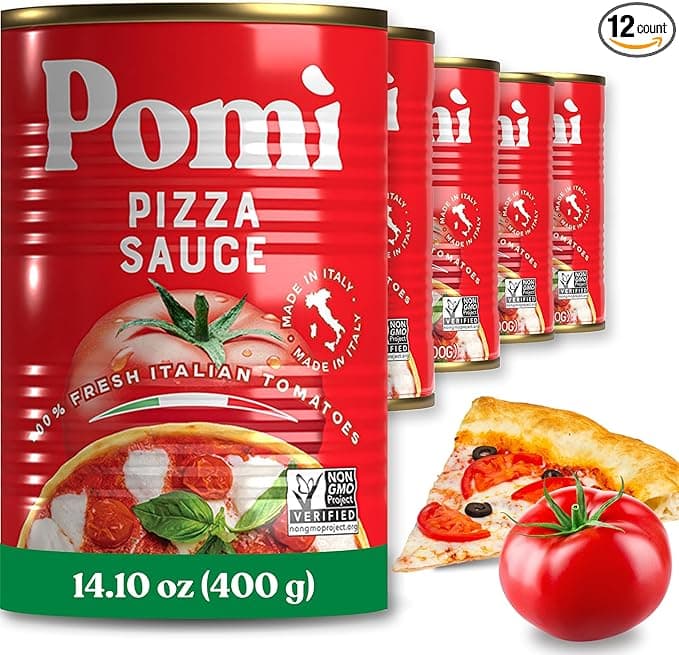 Pomì Pizza Sauce 14.1oz (Pack of 12) - 100% Fresh Italian Tomatoes, Made in Italy, Non-GMO, Gluten-Free, No Additives/Preservatives, Velvety &amp; Creamy, Perfect for Pizza