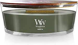 WoodWick Fraser Fir Holiday Candle Gifts for Women and Men, 16 oz Ellipse Candle with Crackling Wick