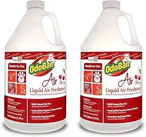 OdoBan Professional Series Ready-to-Use Air Cherry Liquid Air Freshener, Made in the USA, Cherry Scent, 2-Pack, 1 Gallon Each