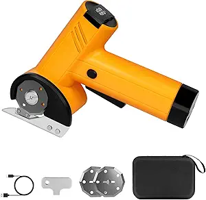 PJE 2026 Upgrade 4.2V Cordless Electric Scissors, Cardboard Cutter with LED Display, 4-Speed Switching, 3 SK5 High Carbon Steel Blades, Box Cutter, for Thin Fabric, Cardboard, Leather, Carpet