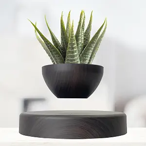 Magnetic Levitatng Plant Pot, Floating Plant Pot, Small Bonsai Pot for Succulent, Levitating Decoration for Home Office(Dark Brown)