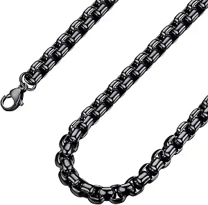 Square Rolo Chain Necklace Stainless Steel Round Box Necklace for Men Women/2mm-7mm/16Inch-36Inch