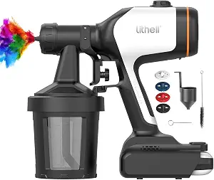 Litheli 800W Brushless Paint Sprayer, 20V 4.0Ah Cordless Hand Held Paint Sprayer for House Painting, 1100ml/min High Power HVLP Paint Gun with 4 Nozzles & 2 Containers for Furniture, Fence, Cabinets