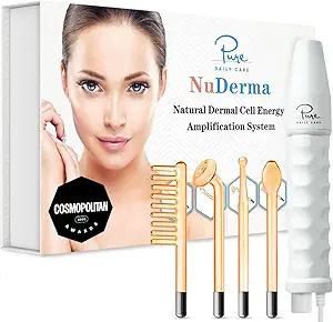 Pure Daily Care NuDerma Handheld Skin Therapy Wand Machine w/Neon – Anti-Aging - Skin Tightening - Wrinkle Reducing - Dark Circles – Clarifying - Hair & Scalp Stimulator
