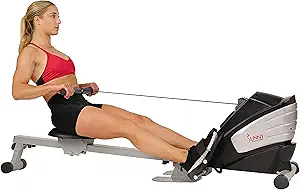 Sunny Health & Fitness Rowing Machine for Low Impact Full Body Workouts Home Training, Flip-able Equipment for EZ-Storage, Optional Magnetic or Air Resistance w/Free SunnyFit App Connection