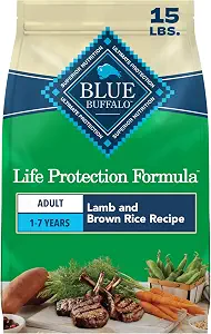 Blue Buffalo Life Protection Formula Lamb & Brown Rice Adult Dry Dog Food, Supports Immunity with Antioxidant-Rich LifeSource Bits, Promotes Healthy Muscle Development, Skin & Coat Health, 15 lbs.