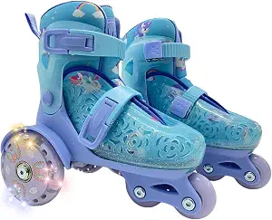 HS Adjustable Roller Skates for Girls Boys Kids, Fun Illuminating Light up Flash Wheels, 3-Point Type Balance with Wheel Locker Design for Beginner Ages 5-8