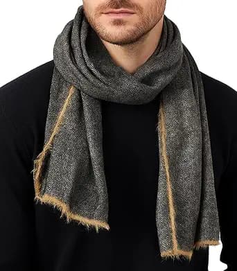 Men's Winter Cashmere Scarf Stripes Warm Soft Scarves with Tassel Luxurious Winter Scarf For Men Women