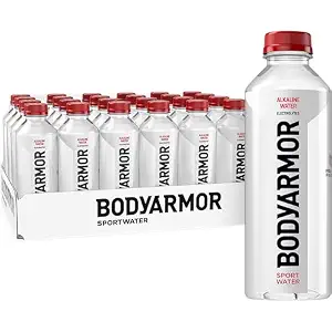 BODYARMOR SportWater Alkaline Water, High Alkaline Bottled Water, pH 9+, 700mL (24 Pack), Refreshing Electrolyte Drink Pack, Wide Mouth Bottle