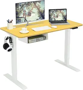 Tangkula Electric Height Adjustable Standing Desk w/USB Port, 48-Inch Sit to Stand Computer Workstation, Ergonomic Stand up Desk w/Cable Holes, Hook, Storage Compartment, Memory Controller
