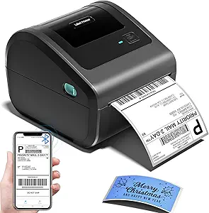 Bluetooth Shipping Label Printer with Built-in Label Bin