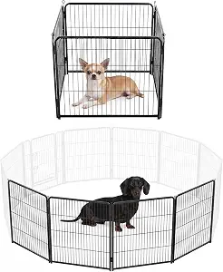 NEWBULIG Dog Playpen for Indoor 24 Inch 4 Panels - Portable Heavy Duty Metal Pet Exercise Pen, Foldable Small Dog Puppy Playpen Fence for Outdoor RV, Camping, Yard, Garden