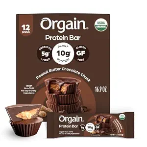 Orgain Organic Vegan 10g Protein Bars, Peanut Butter Chocolate Chunk, 12 Pk