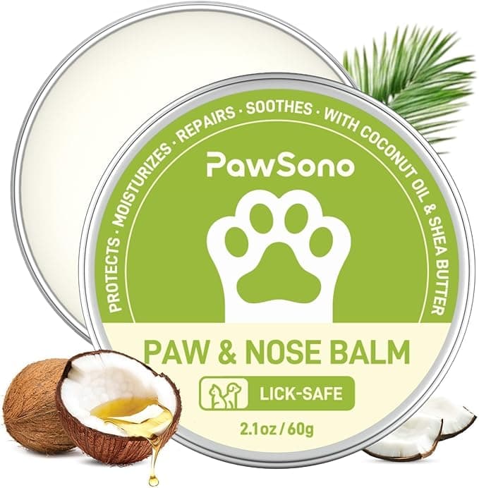 Lick-Safe Dog Paw &amp; Nose Balm with Coconut Oil | All-Natural Moisturizer &amp; Soother for Dry, Cracked Pads &amp; Snout| Cat Wax &amp; Cream, Nose Butter for frenchies| Horse Hoof Care (60 g /2.1 oz)