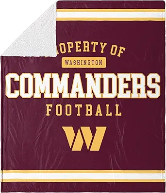 FOCO NFL Unisex-Adult NFL Team Logo Sherpa Fleece Plush Throw Blanket - 60" x 70"