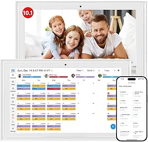 Digital Calendar, 10.1-inch Smart Wall Planner Electronic Calendar & Chore Chart, Smart Touchscreen Interactive Display for Family Schedules, Organize Your Daily & Family Routines, Desk & Wall Mount