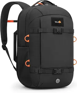Tolaccea Travel Laptop Backpack 30L Carry On TSA Approved for Commute Trips | 100% RPET Recycled Fabric | EVA-cushioned Laptop Protection | TSA 180° Lay-flat Opening | Reinforced Stability Base Panel