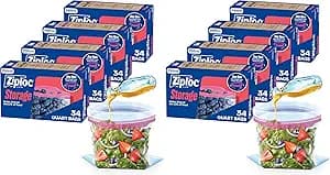 Ziploc Quart Food Storage Bags,Stand-Up Bottom,Easy to Fill,(Packaging May Vary),136 Count (Pack of 2)