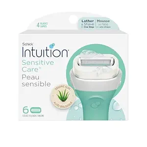 INTUITION Schick Refill, Razors for Women Sensitive Skin | Intuition Razor Blades Refill with Organic Aloe, Razor Refills , 6 Count (Pack of 1)