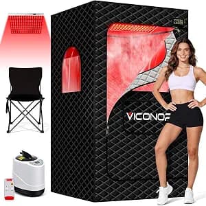 Viconor Portable Sauna Box, Infrared Sauna with 660nm Red Light & 850nm | Infrared Red Light Therapy Device for Relaxation, Red Light Sauna for Home 5-Layer Waterproof Insulated, 3L/1200w Steamer